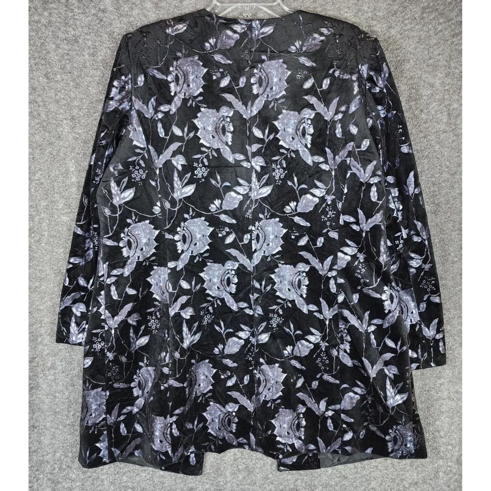 Tahari Arthur S. Levine Jacket Womens 16 Floral Burnout Black Purple EUC